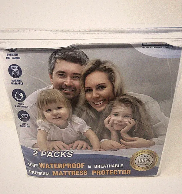 2 Mattress Cover Protectors Waterproof Niseless Breathable No Vinyl Twin 14-21"