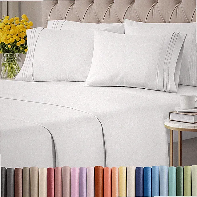 4 Piece Sheet Set, Hotel Luxury Soft & Wrinkle Free Bed Sheets by CGK Linens