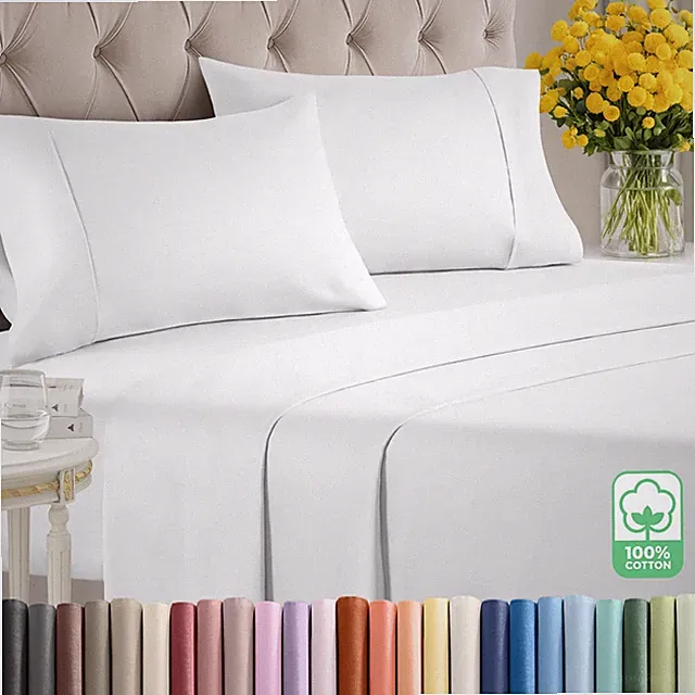 400 Thread Count 4 Piece Sheet Set, 100% Cotton Sateen Soft Sheets by CGK Linens
