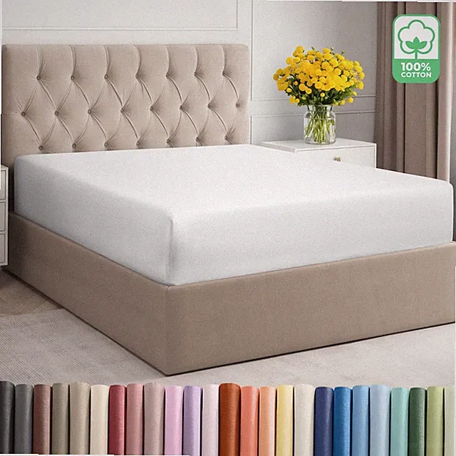 400 Thread Count Fitted Sheet Only, 100% Cotton Soft Sateen Sheet by CGK Linens