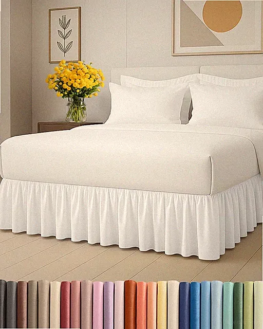 Bedskirt Queen Size 18 Inch Drop Ruffle White Wrinkle Fade Shrink Resistant