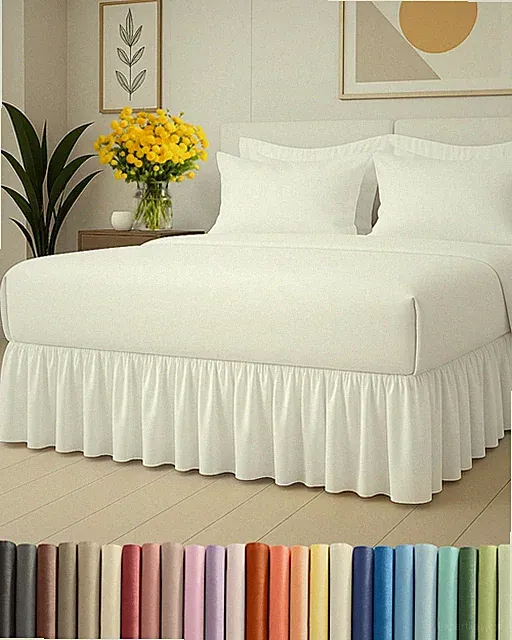 Bedskirt Queen Size Ruffle - 12 inch Drop Dust Ruffle Bed Skirt with Platform...