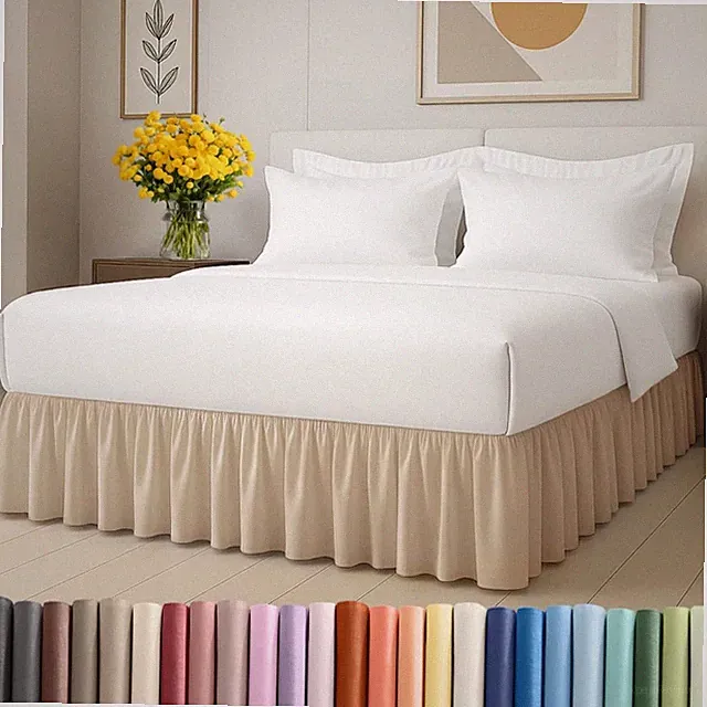 Bedskirt Queen Size Ruffle - 15 inch Drop Dust Ruffle Bed Skirt with Platform...