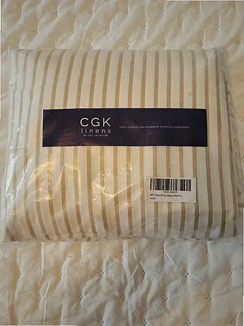 CGK linens Unlimited Beige Stripes 4 PC Sheet Set- King