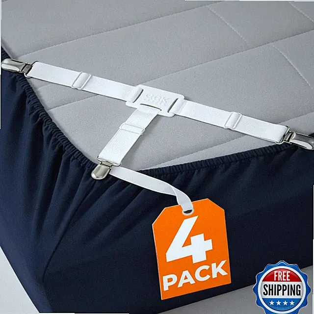 Cgk Unlimited Bed Sheet Holders - Adjustable Elastic Fasteners Metal Clips