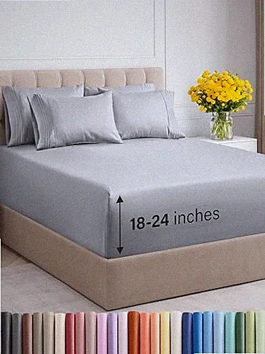 CGK UNLIMITED EXTRA DEEP QUEEN BREATHABLE & COOLING SHEETS - STEEL BLUE