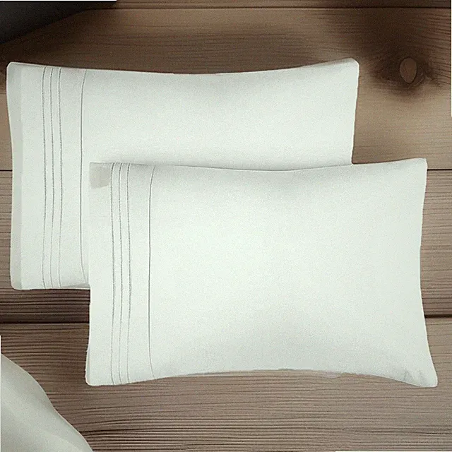 CGK Unlimited Luxury 2 Pc King Set White Pillowcase/Breathable / Microfiber