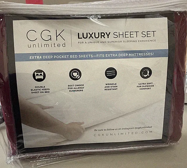 CGK Unlimited Luxury King 21in Sheet Set Maroon- New
