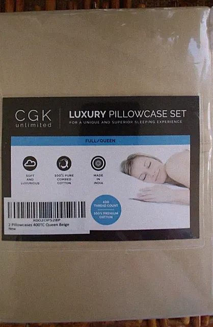 CGK Unlimited Luxury Pillow Case Set Full/Queen New