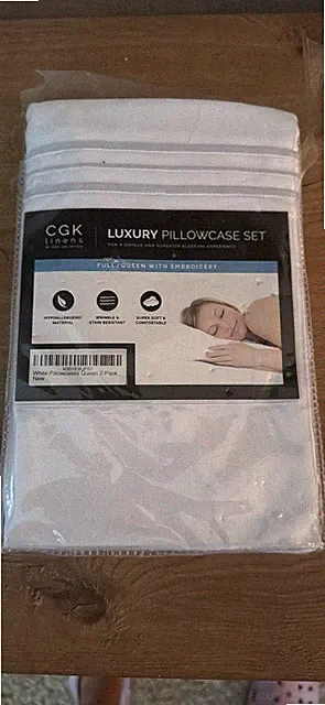 CGK Unlimited Luxury Pillowcase Set 2-Pack, King Size, White