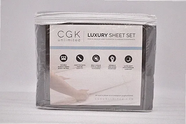 CGK Unlimited Luxury Sheet Set 4 Piece in Dark Grey, Queen