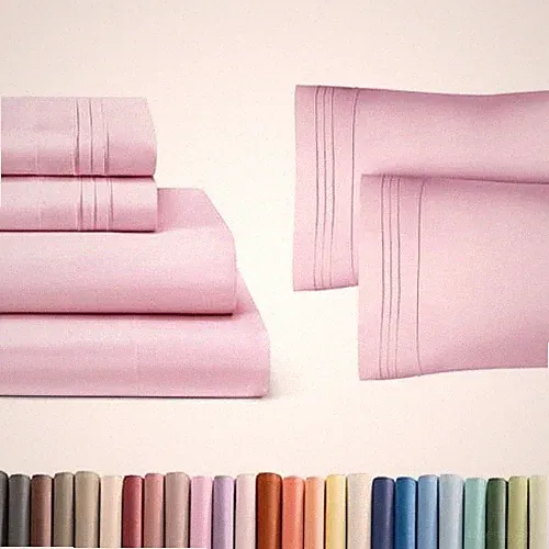 CGK Unlimited Sheet Set & Pillowcase Bedding Bundle Full Size - Light Pink