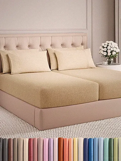 CGK Unlimited Split King 7 Piece Bedding Set - Heathered Tan