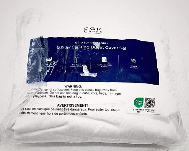CGK Unlimited Ultra Soft Microfiber Luxury Cal King Size Duvet Cover - White