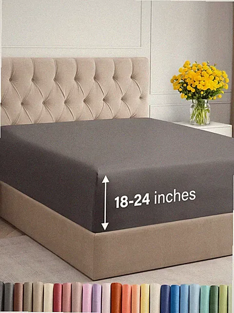 Extra Deep Cal King Fitted Sheet - Hotel Luxury Single Fitted Sheet Only - Ea...