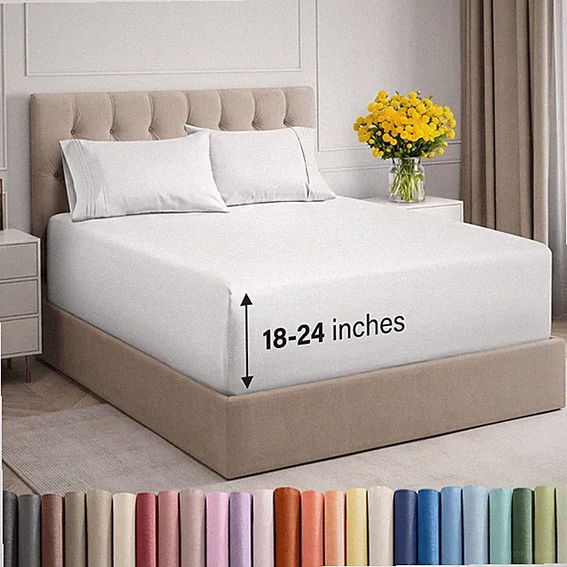 Extra Deep Pocket 4-Piece Sheet Set, Fits 18–24" Mattresses by CGK Linens