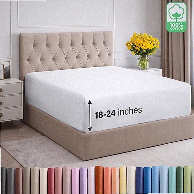 Extra Deep Pocket 400 Thread Count Fitted Sheet Only, 100% Cotton by CGK Linens