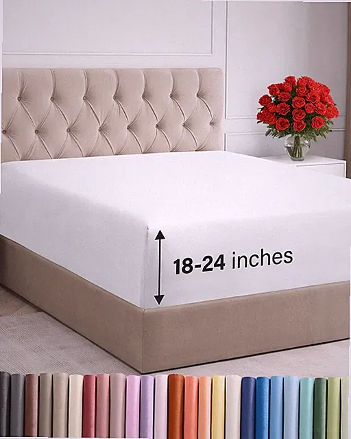 Extra Deep Pocket Queen Fitted Sheet Only 18-24 Inch Mattress White Microfiber