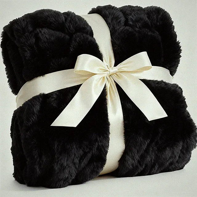 Fluffy Bubble Blanket Throw Size - Faux Fur Throw for Couch or Bed - Plush So...