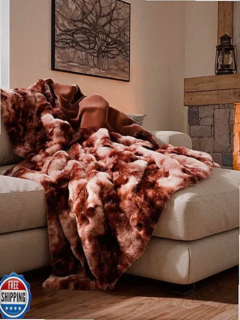 Fluffy Throw Blanket King Size - Faux Fur Throw for Couch or Bed - Plush Soft