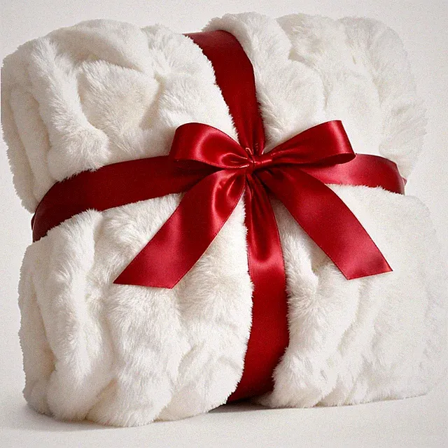 Fluffy Throw Bubble Blanket Queen Size - Faux (90" x 90"), 01 - White