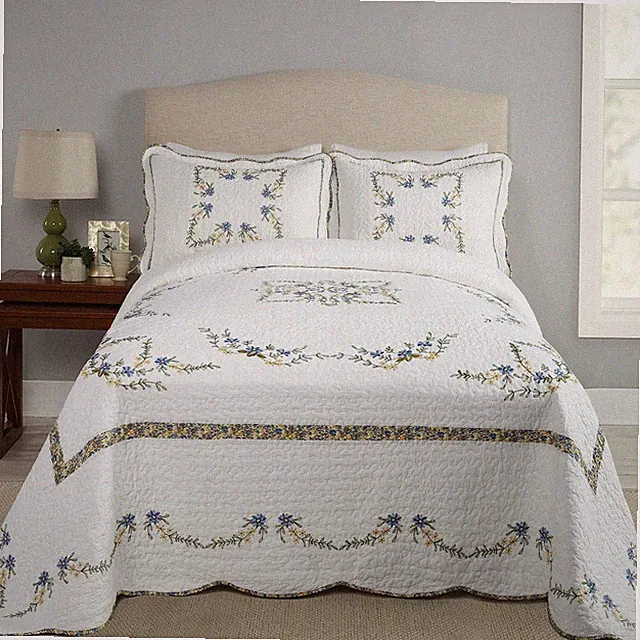 Heather Embroidered Bedspread - Lightweight Breathable All Seasons Bedding, K...
