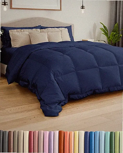 Queen Size, Navy Blue Alternative Down Comforter - Warm, Lightweight & Breathabl