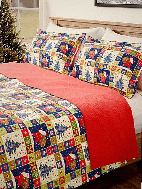 Quilt Set King/Cal King Size - Christmas Quilts - 3 Piece Lightweight Comfort...