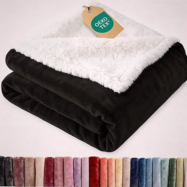 Sherpa Fleece Blanket Throw Size - Reversible Sherpa Fleece Throw Blanket - S...