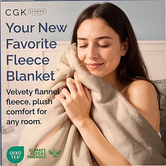Ultra Soft 300GSM Cozy Fleece Blanket for Bed or Couch by CGK Linens