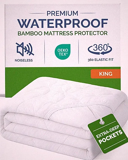 Waterproof Cooling Mattress Protector - Mattress Cover King Size Bed - Viscos...
