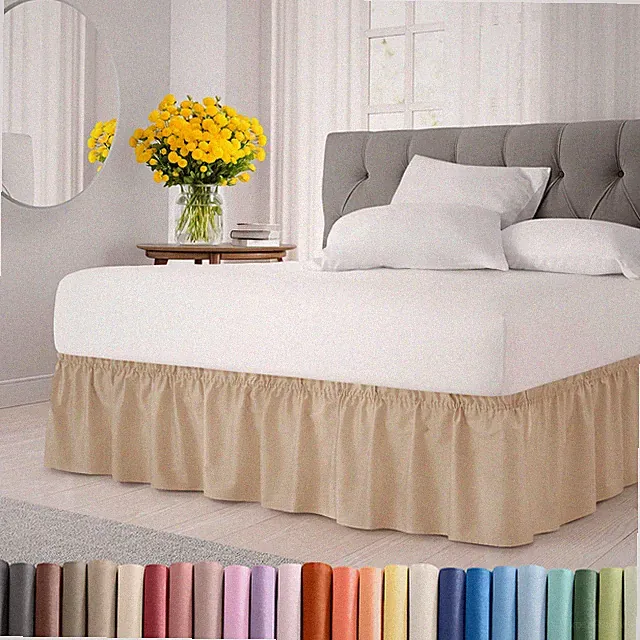 Wrap Around Dust Ruffle Bed Skirt - Cream - for King Size Beds with 12 Inch D...