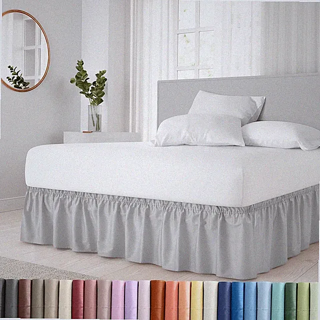 Wrap Around Dust Ruffle Bed Skirt - Light Grey - for Full Size Beds with 12 i...